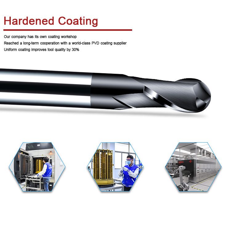 HRC45 Carbide Tungsten 2 Flute Ball Nose End Mill For CNC Machine