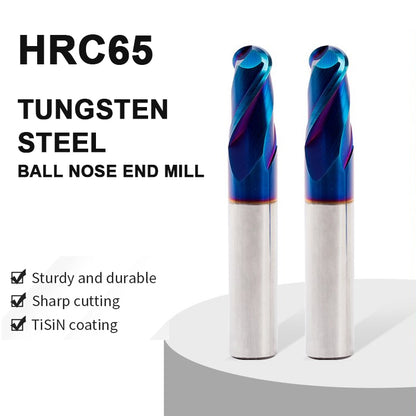 HRC65 Carbide Tungsten 2 Flute Ball Nose End Mill